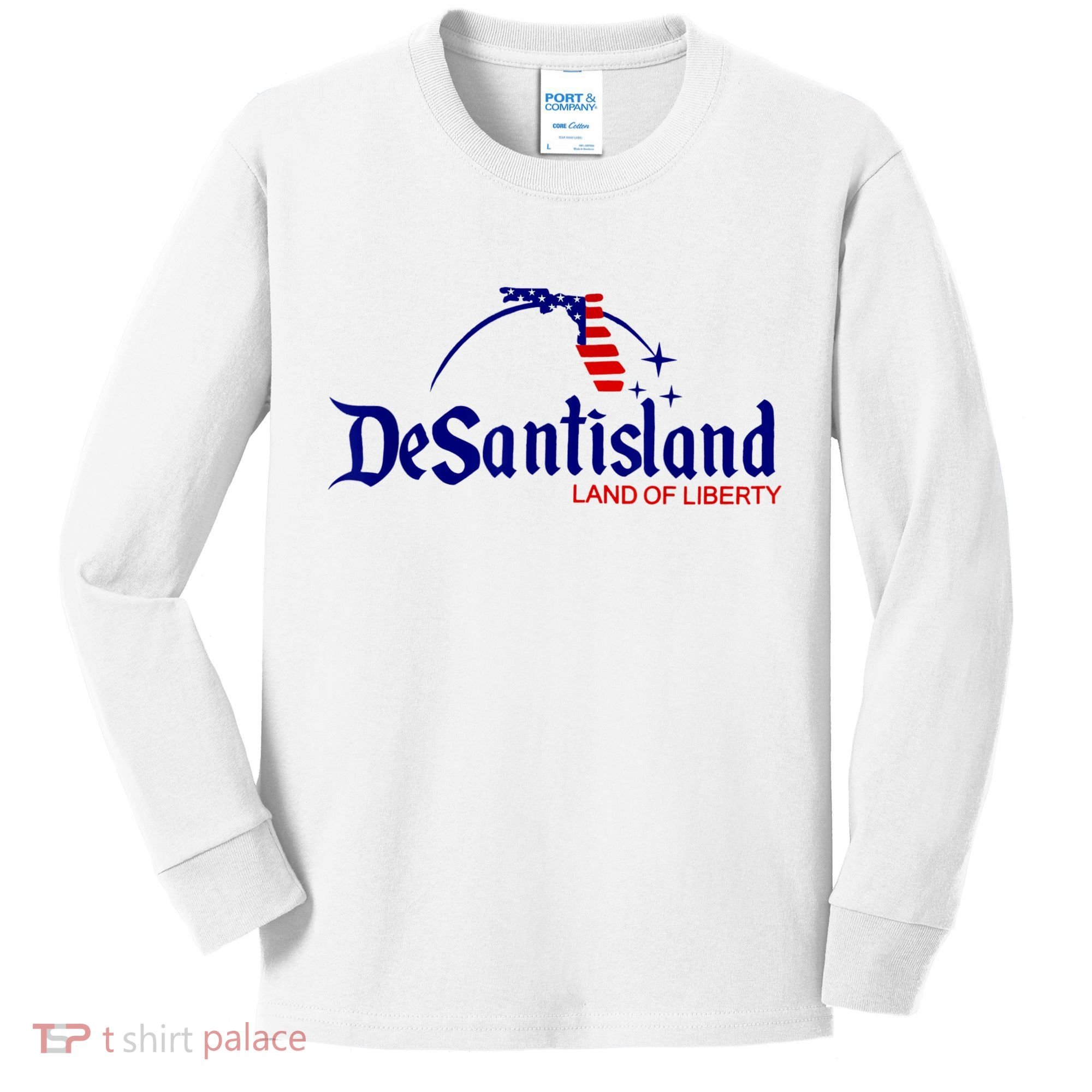 DeSantisLand Land State Of Liberty Florida Map Patriotic Kids Long Sleeve Shirt