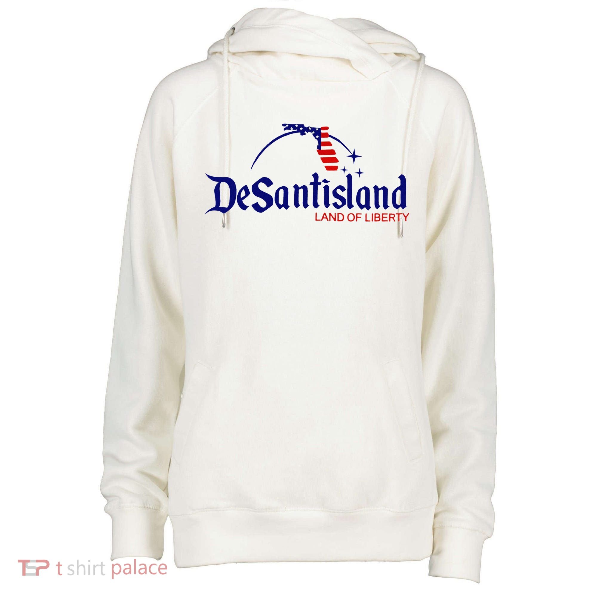 DeSantisLand Land State of Liberty Florida Map Patriotic Womens Funnel Neck Pullover Hood