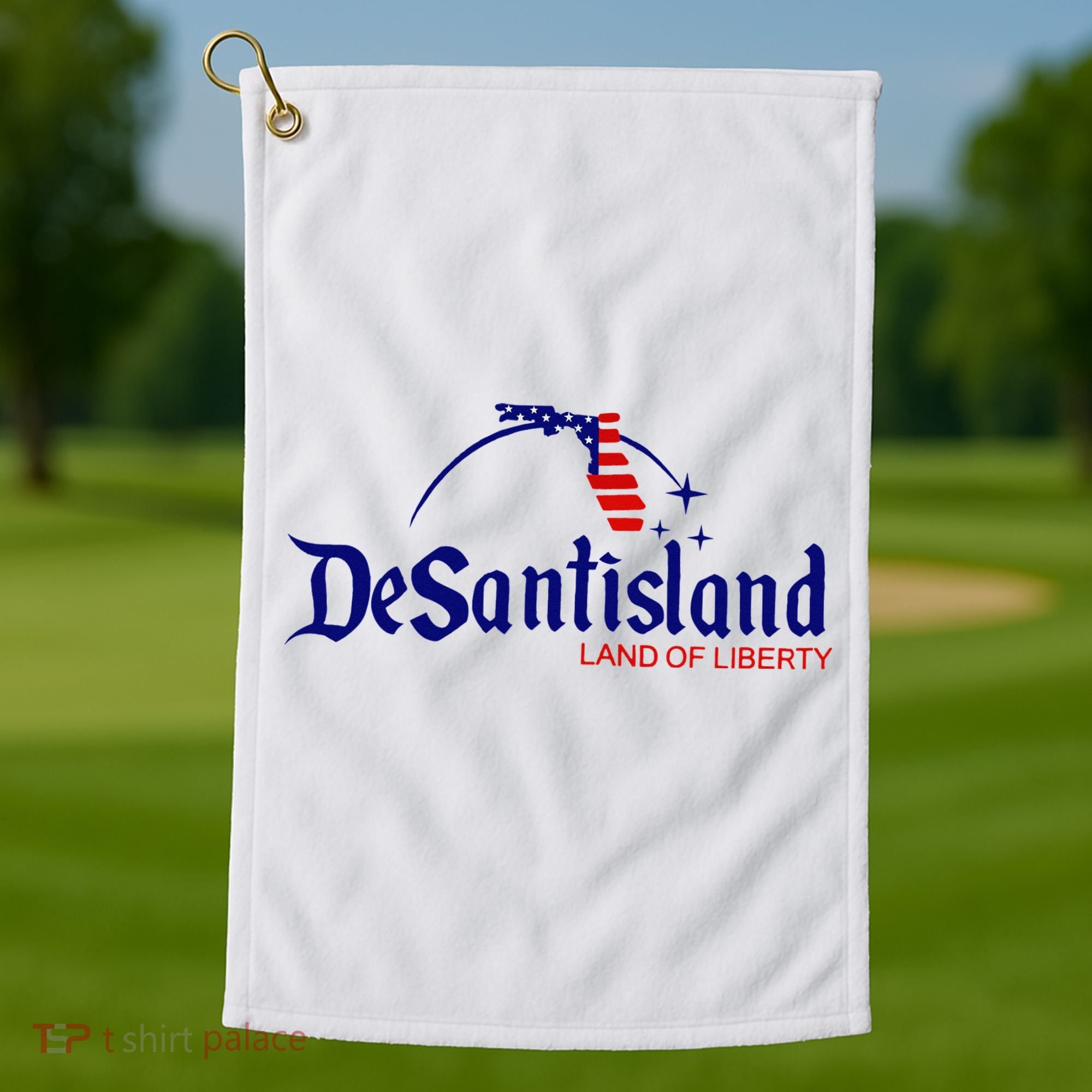 DeSantisLand Land State of Liberty Florida Map Patriotic Golf Towel