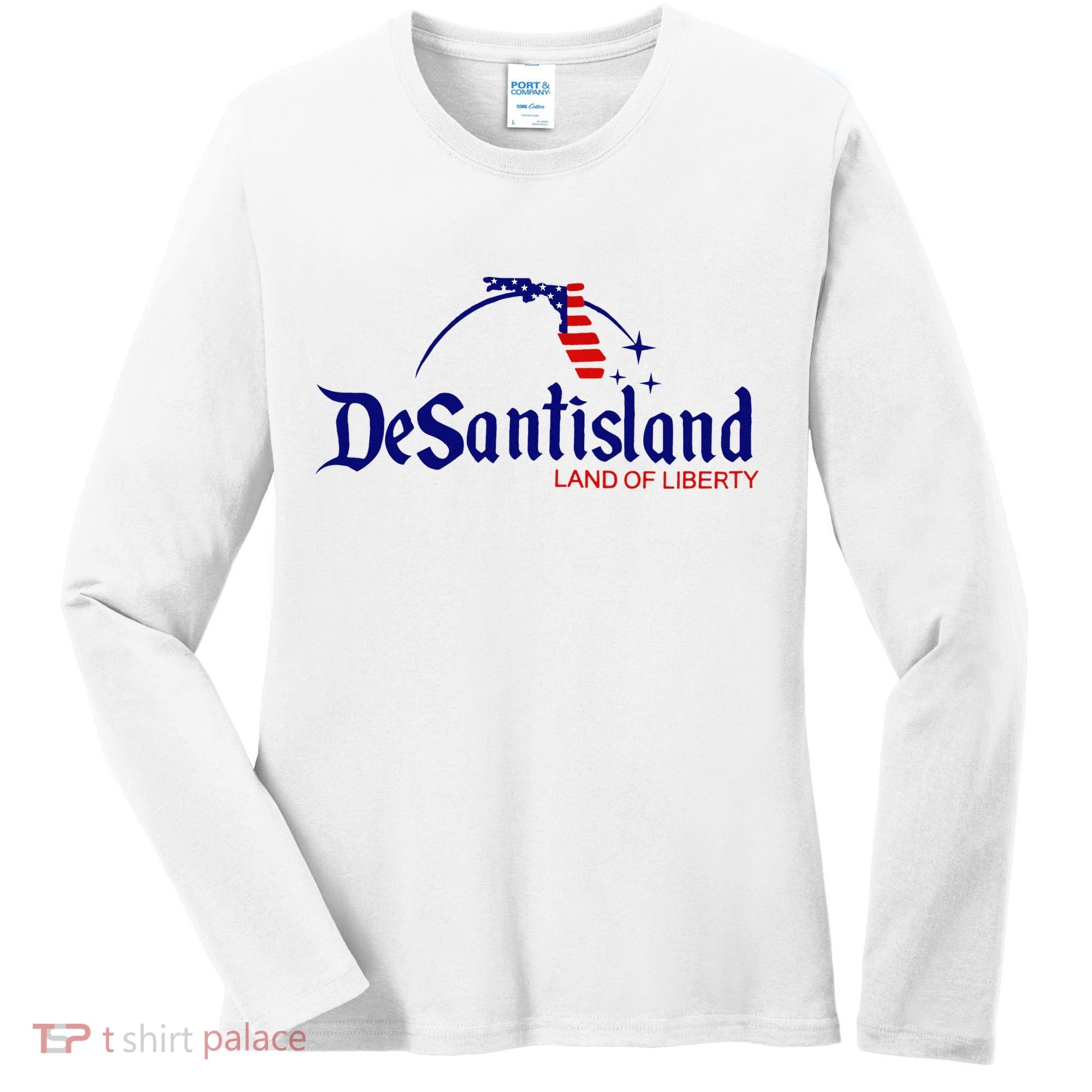 DeSantisLand Land State of Liberty Florida Map Patriotic Women's Long Sleeve Shirt