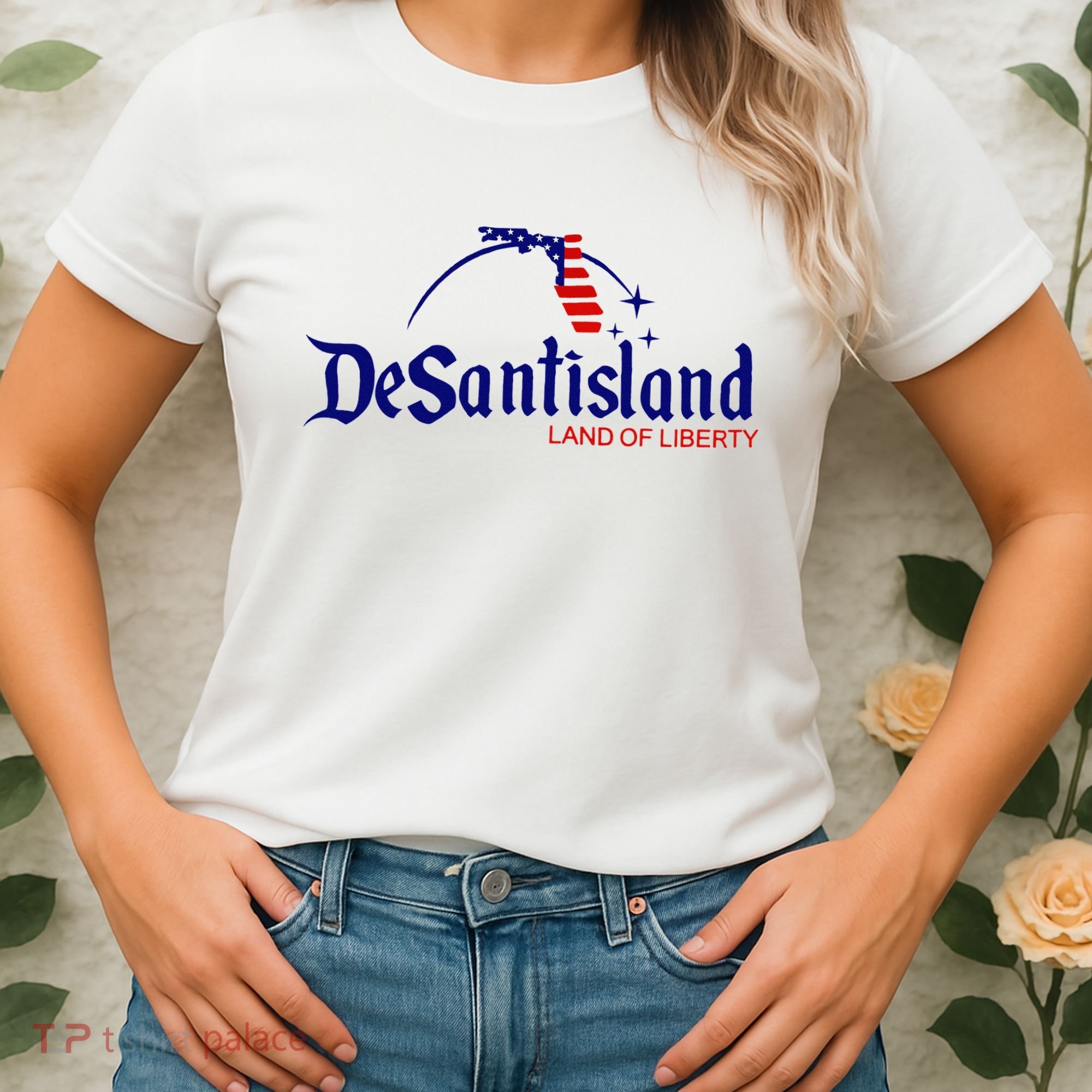 DeSantisLand Land State of Liberty Florida Map Patriotic Women's T-Shirt
