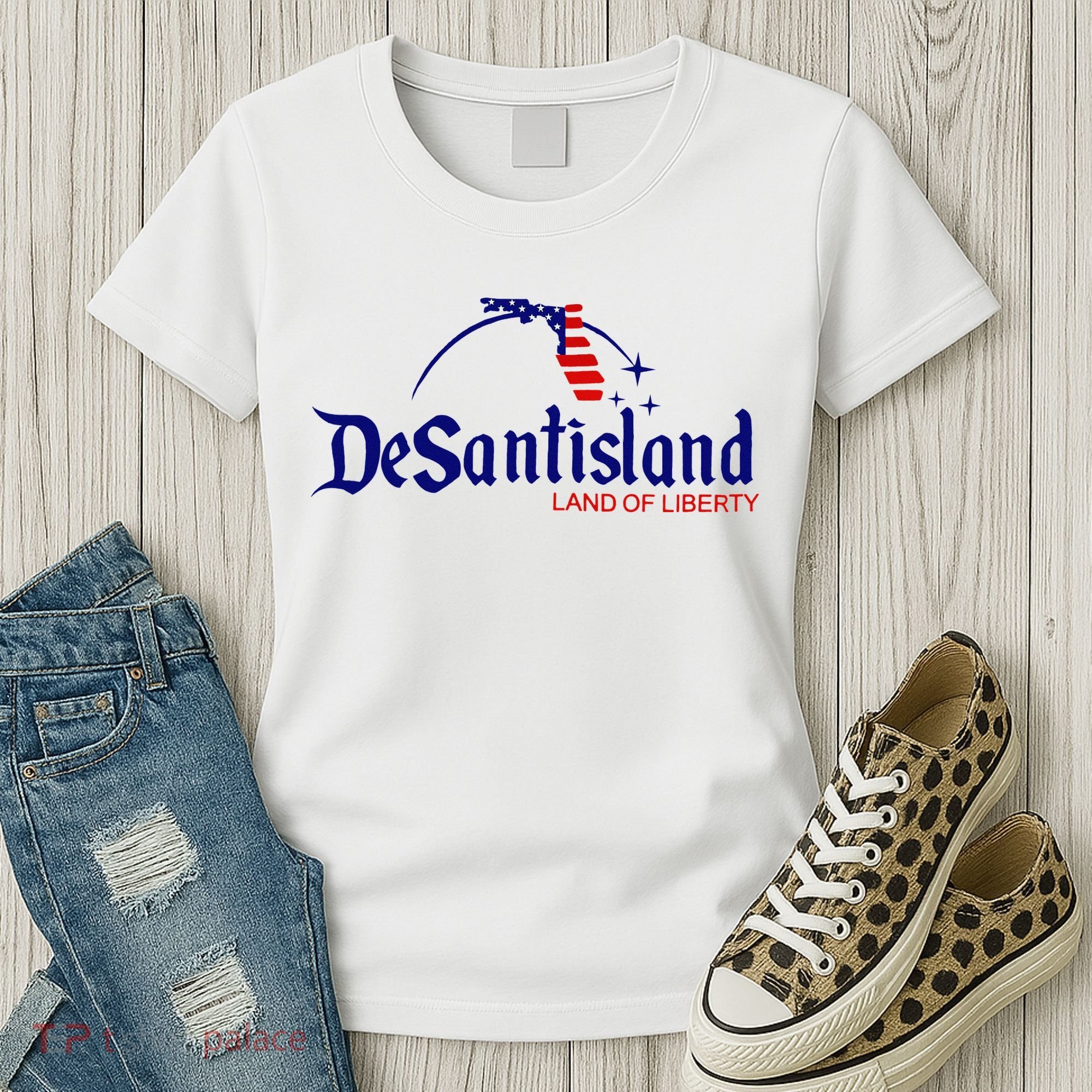 DeSantisLand Land State of Liberty Florida Map Patriotic Women's T-Shirt