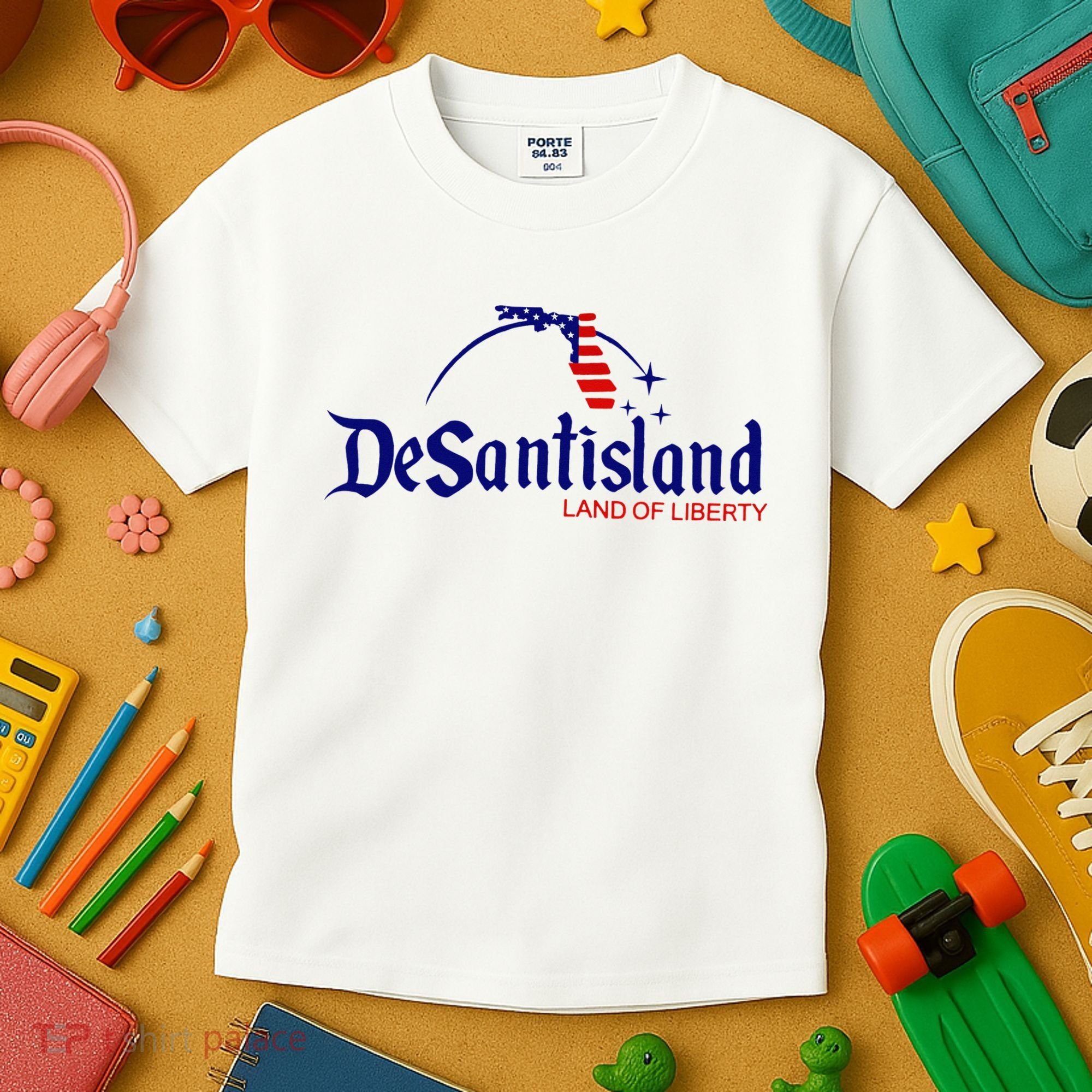 DeSantisLand Land State of Liberty Florida Map Patriotic Kids T-Shirt