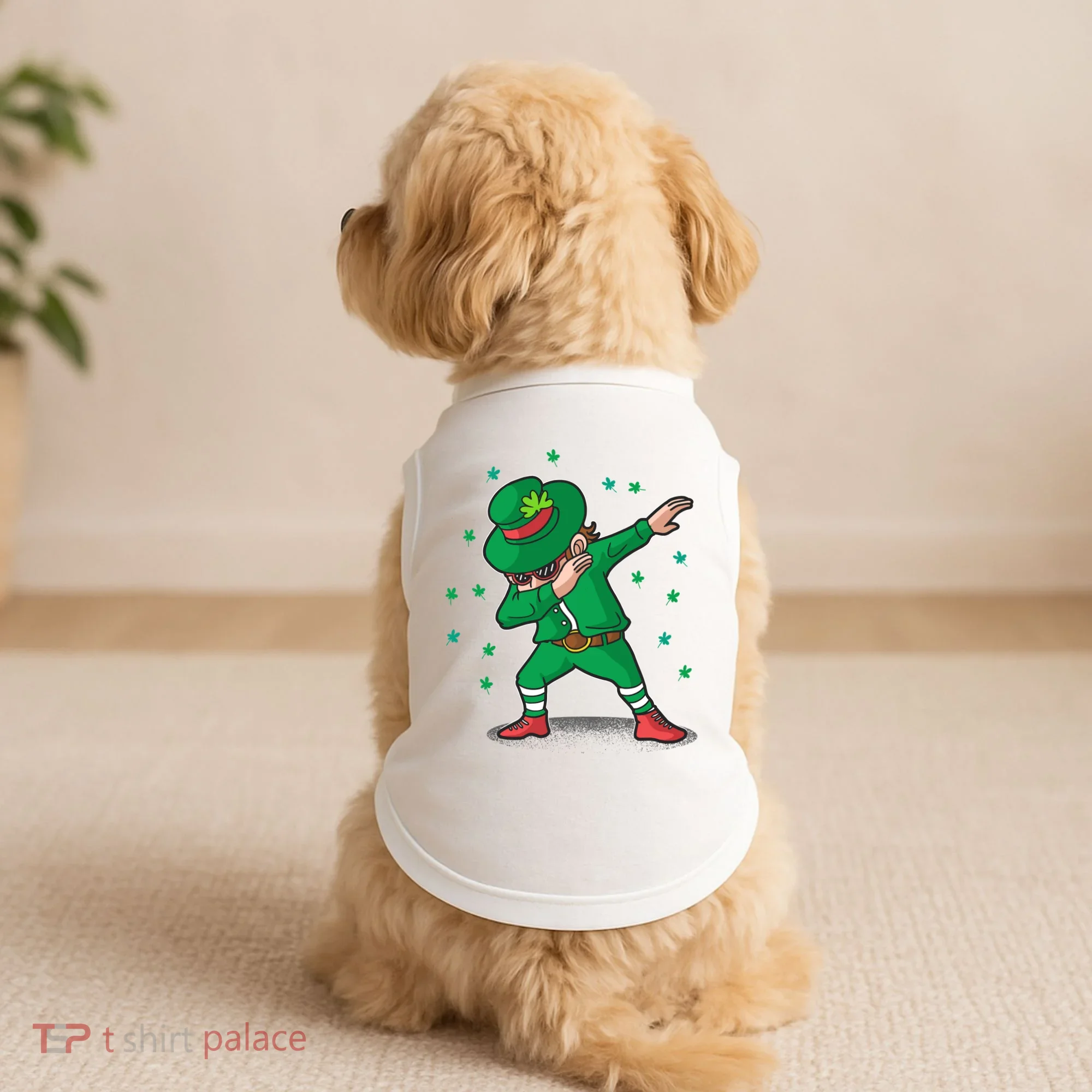 Dabbing Leprechaun St Patricks Day Party Doggie Tank