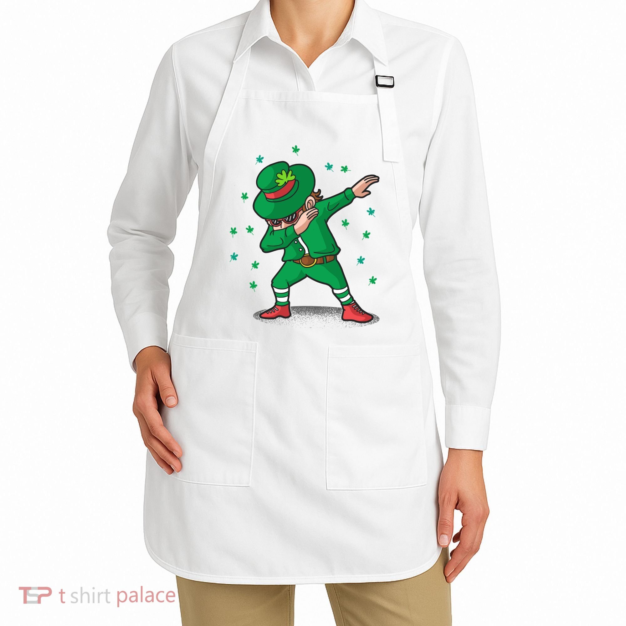 Dabbing Leprechaun St Patricks Day Party Apron