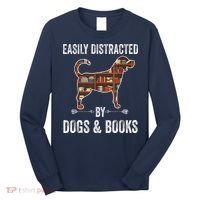 Dog Lover Shirt Easily Distracted Dogs Books Funny Dog Lover Long Sleeve Shirt thumb 0