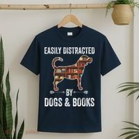 Dog Lover Shirt Easily Distracted Dogs Books Funny Dog Lover T-Shirt thumb 2