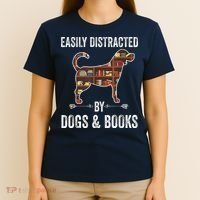 Dog Lover Shirt Easily Distracted Dogs Books Funny Dog Lover T-Shirt thumb 4