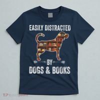 Dog Lover Shirt Easily Distracted Dogs Books Funny Dog Lover T-Shirt thumb 5