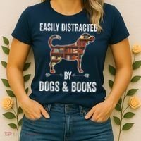 Dog Lover Shirt Easily Distracted Dogs Books Funny Dog Lover Women's T-Shirt thumb 2