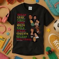 Dream Lead Think Educate Black History Month Kids T-Shirt thumb 3