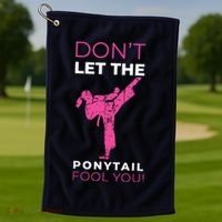 Dont Let The Ponytail Fool You Funny For Karate Golf Towel thumb 1
