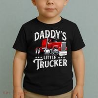 Daddy's Little Trucker Semi Truck Driver Trucking Toddler T-Shirt thumb 2