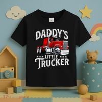 Daddy's Little Trucker Semi Truck Driver Trucking Toddler T-Shirt thumb 3