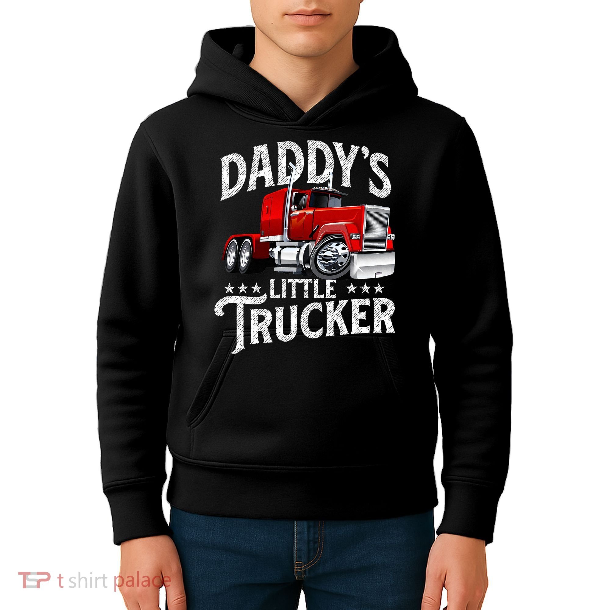 Daddy's Little Trucker Semi Truck Driver Trucking Kids Hoodie