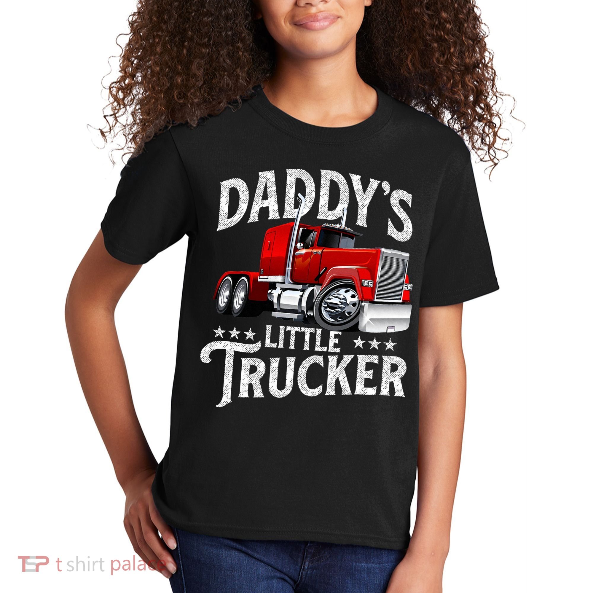 Daddy's Little Trucker Semi Truck Driver Trucking Kids T-Shirt