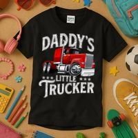 Daddy's Little Trucker Semi Truck Driver Trucking Kids T-Shirt thumb 3