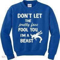 Don't Let The Pretty Face Fool You Wrestling Kids Sweatshirt thumb 0