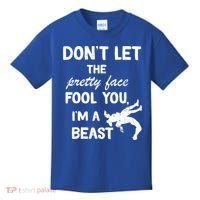 Don't Let The Pretty Face Fool You Wrestling Kids T-Shirt thumb 0