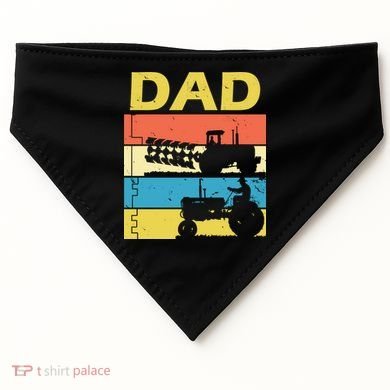 Dad Life Tractor Farmer Retro Tractor USA-Made Doggie Bandana