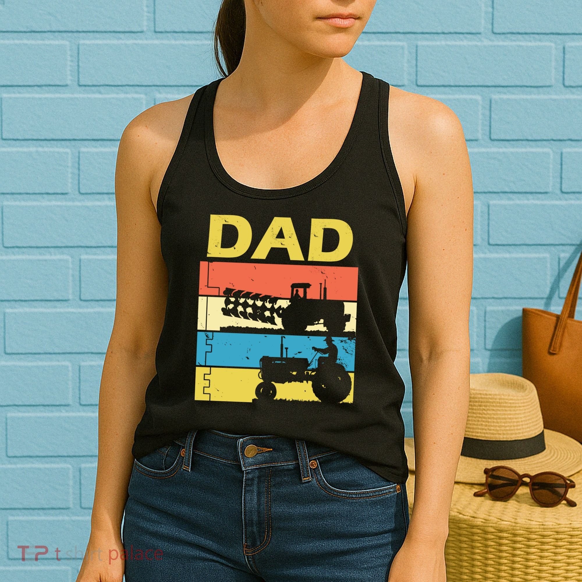 Dad Life Tractor Farmer Retro Tractor Women's Tank Top