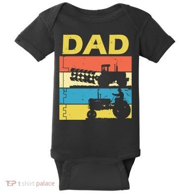 Dad Life Tractor Farmer Retro Tractor Baby Bodysuit