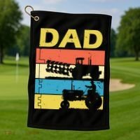Dad Life Tractor Farmer Retro Tractor Golf Towel thumb 1