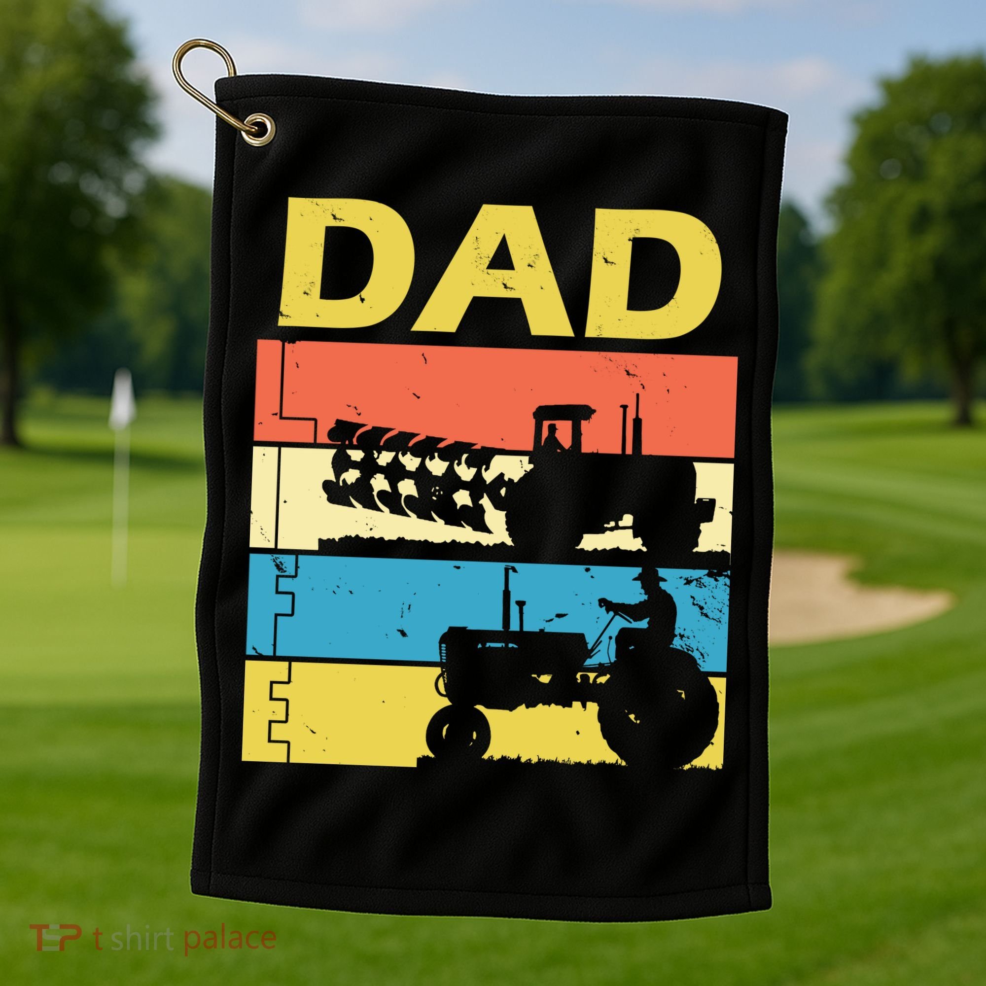 Dad Life Tractor Farmer Retro Tractor Golf Towel