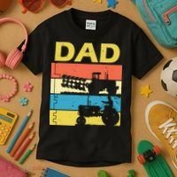 Dad Life Tractor Farmer Retro Tractor Kids T-Shirt thumb 3