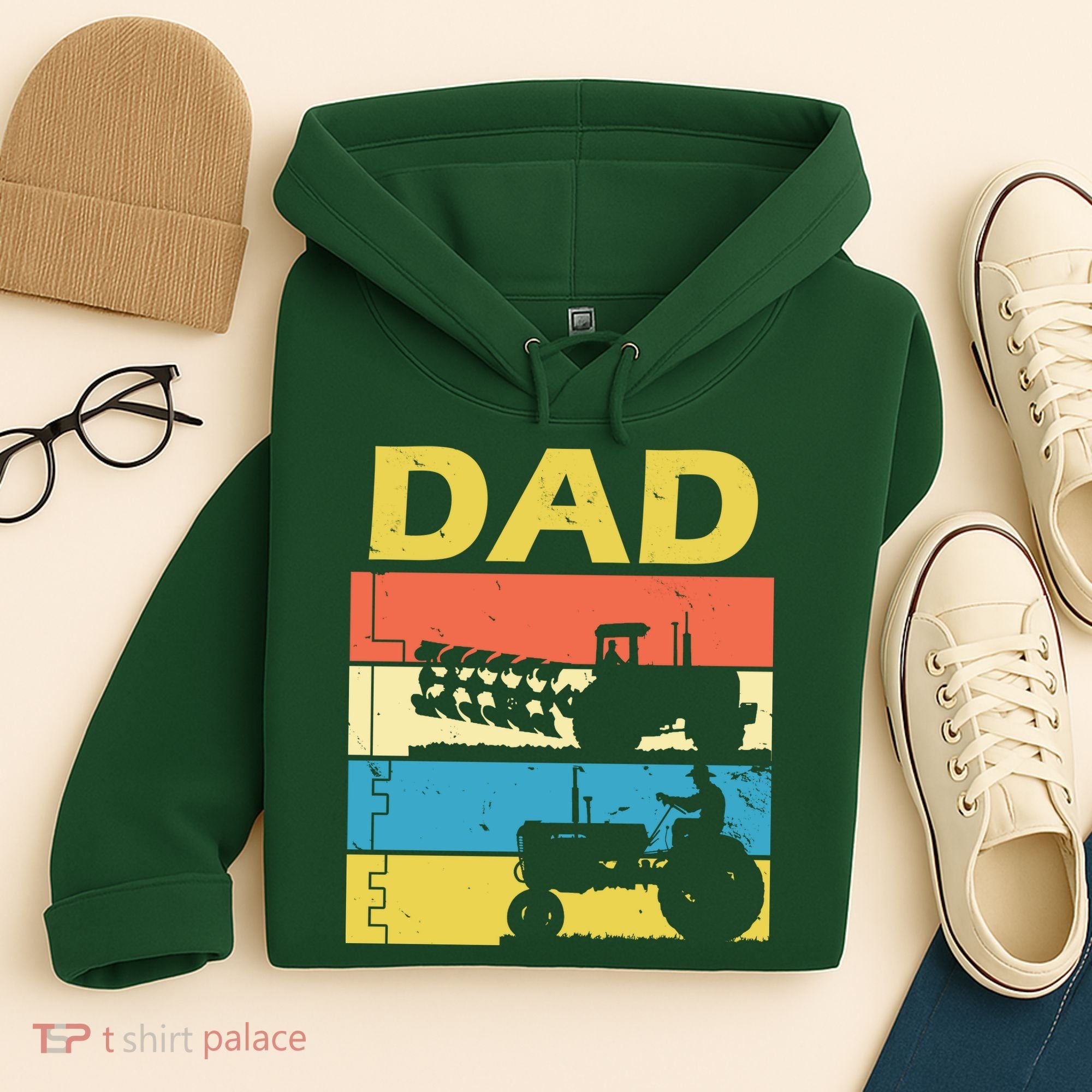Dad Life Tractor Farmer Retro Tractor Hoodie