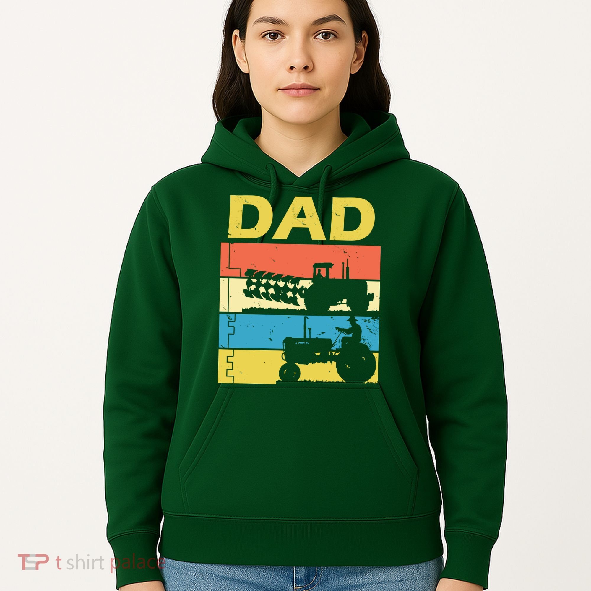 Dad Life Tractor Farmer Retro Tractor Hoodie