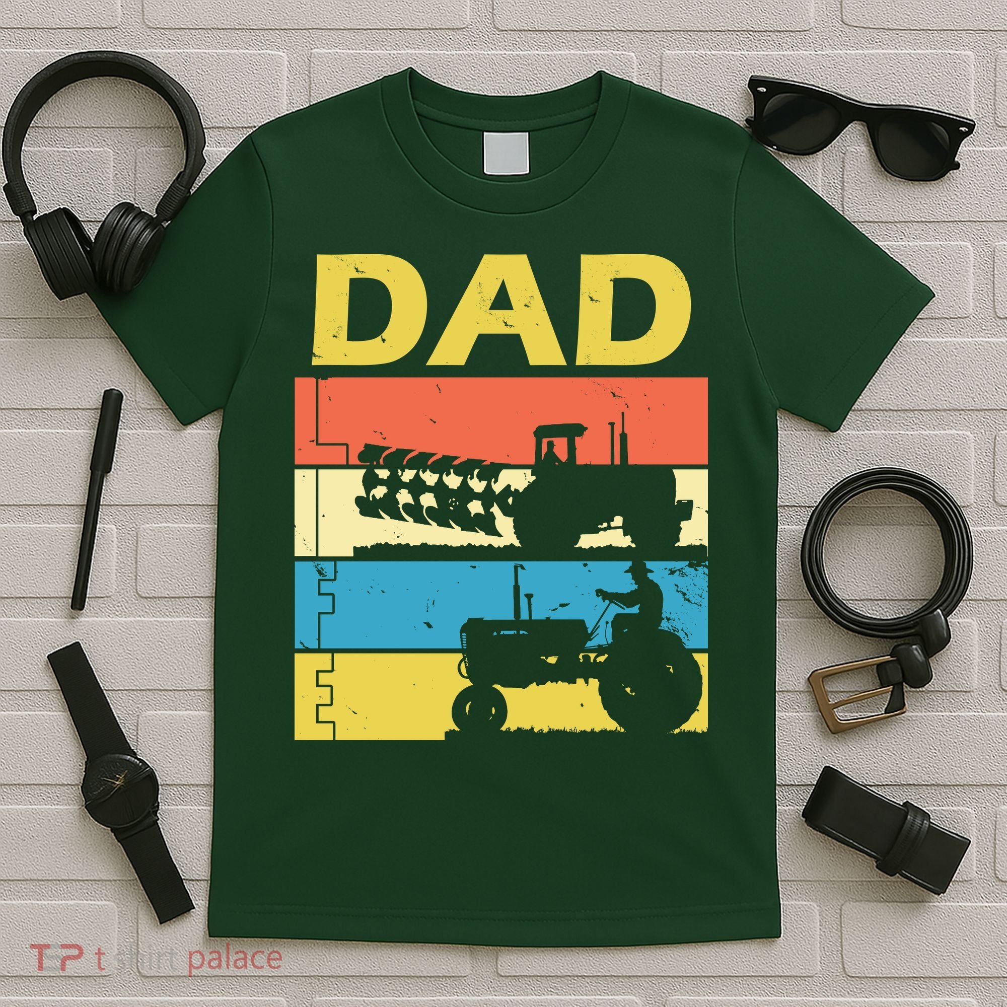 Dad Life Tractor Farmer Retro Tractor T-Shirt