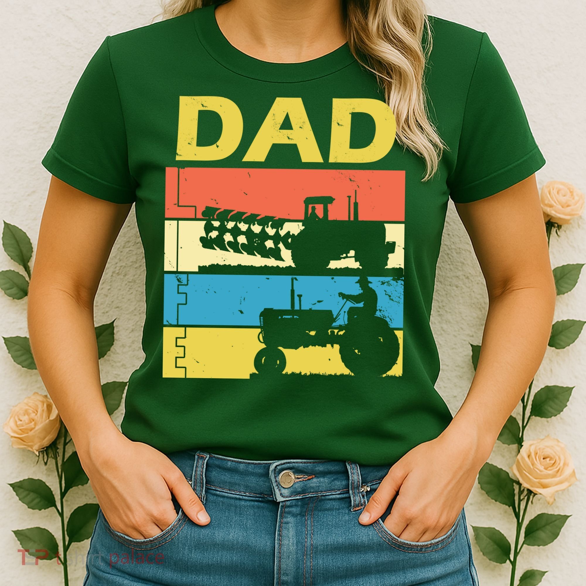 Dad Life Tractor Farmer Retro Tractor Women's T-Shirt
