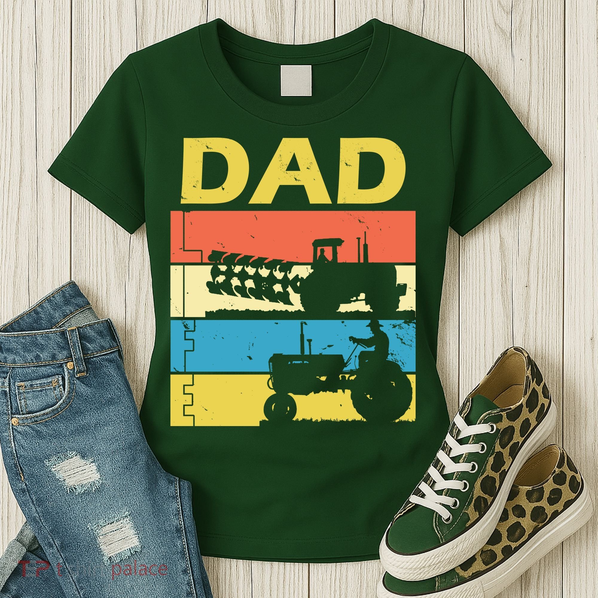 Dad Life Tractor Farmer Retro Tractor Women's T-Shirt