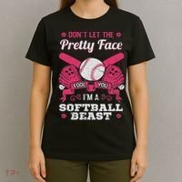 Don't Let The Pretty Face Fool You Softball Beauty Girl T-Shirt thumb 4