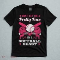 Don't Let The Pretty Face Fool You Softball Beauty Girl T-Shirt thumb 5