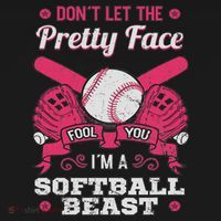 Don't Let The Pretty Face Fool You Softball Beauty Girl T-Shirt thumb 7