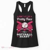 Don't Let The Pretty Face Fool You Softball Beauty Girl Women's Tank Top thumb 0