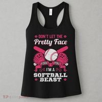 Don't Let The Pretty Face Fool You Softball Beauty Girl Women's Tank Top thumb 3