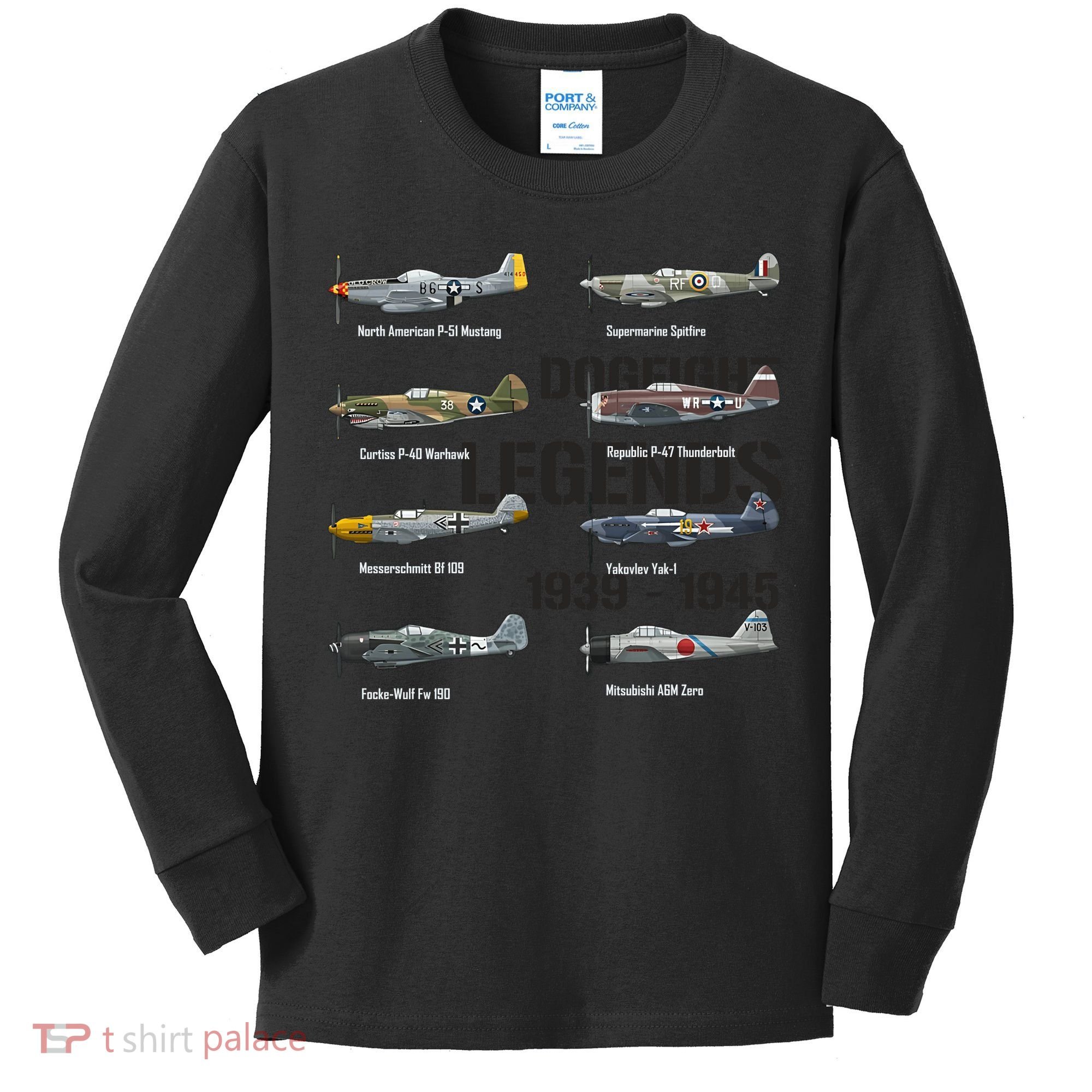 Dogfight Legends WW2 Planes Warbirds Air Fighters Kids Long Sleeve Shirt