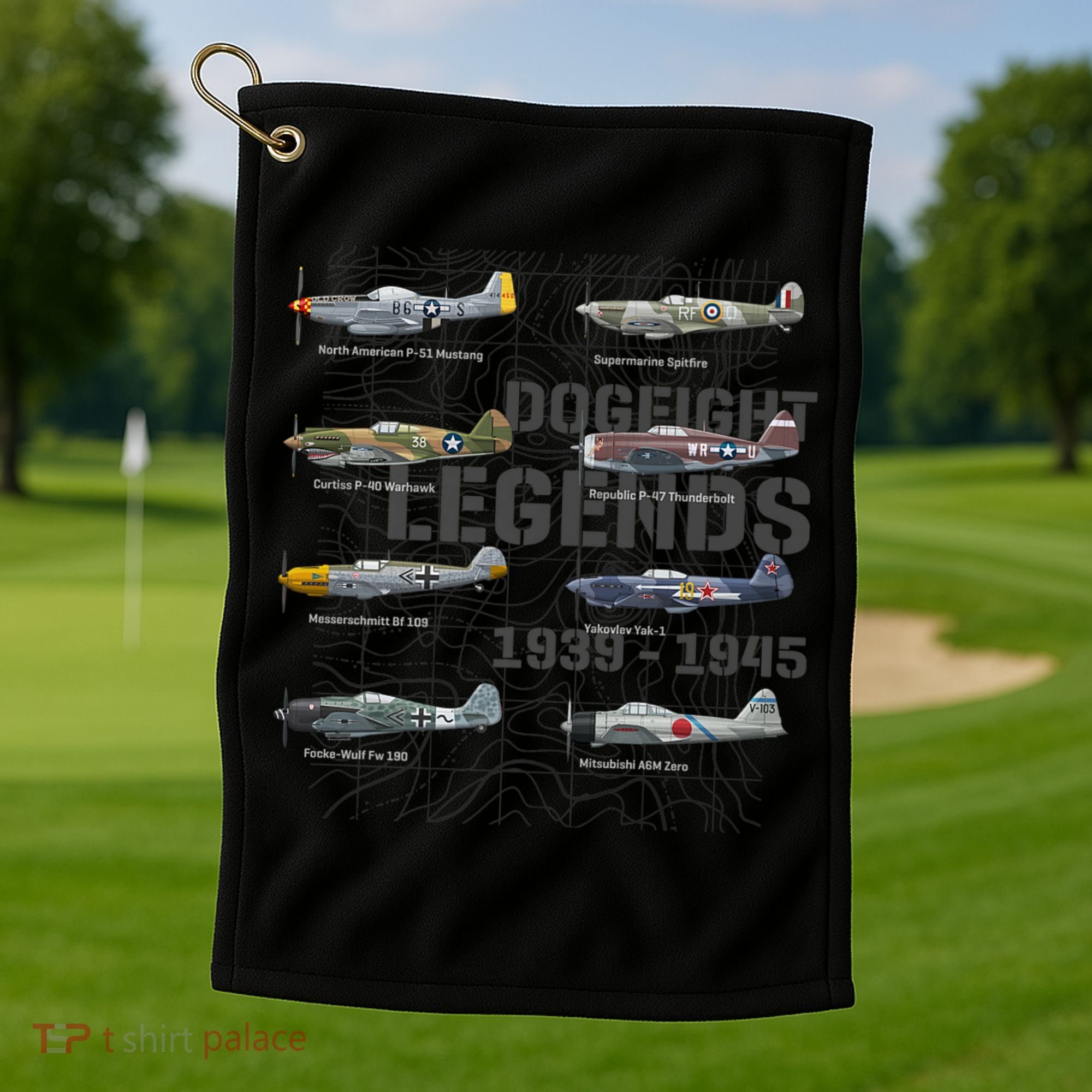 Dogfight Legends WW2 Planes Warbirds Air Fighters Premium Golf Towel