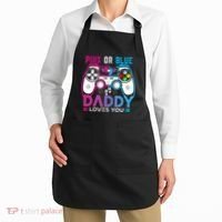 Daddy Loves You Gender Reveal Baby Gaming Dad Apron thumb 2