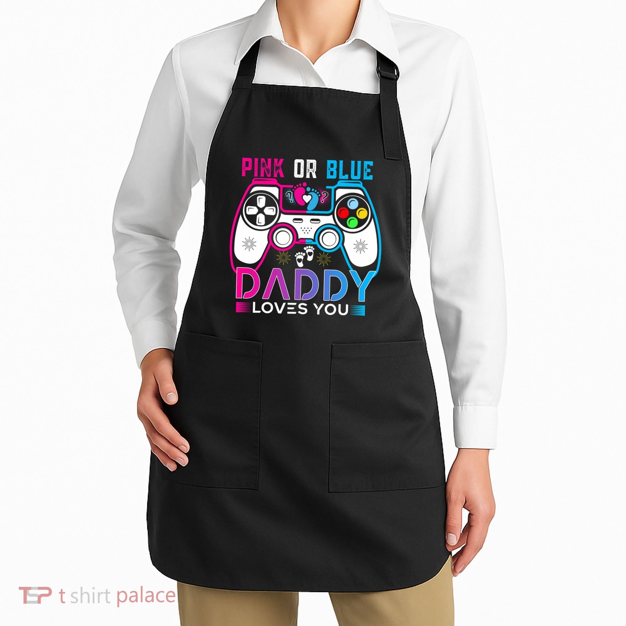 Daddy Loves You Gender Reveal Baby Gaming Dad Apron