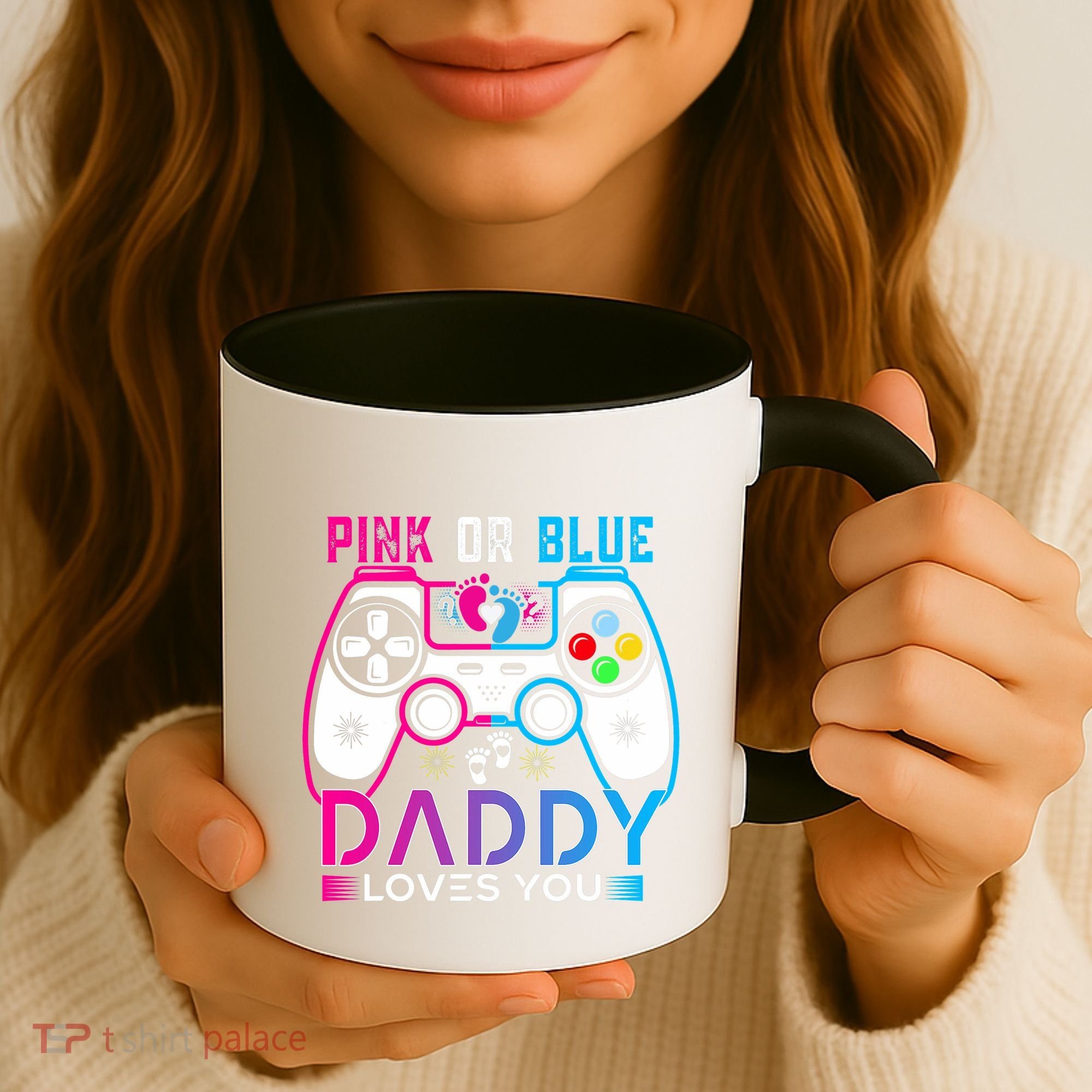 Daddy Loves You Gender Reveal Baby Gaming Dad Coffee Mug