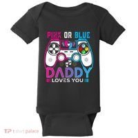 Daddy Loves You Gender Reveal Baby Gaming Dad Baby Bodysuit thumb 0