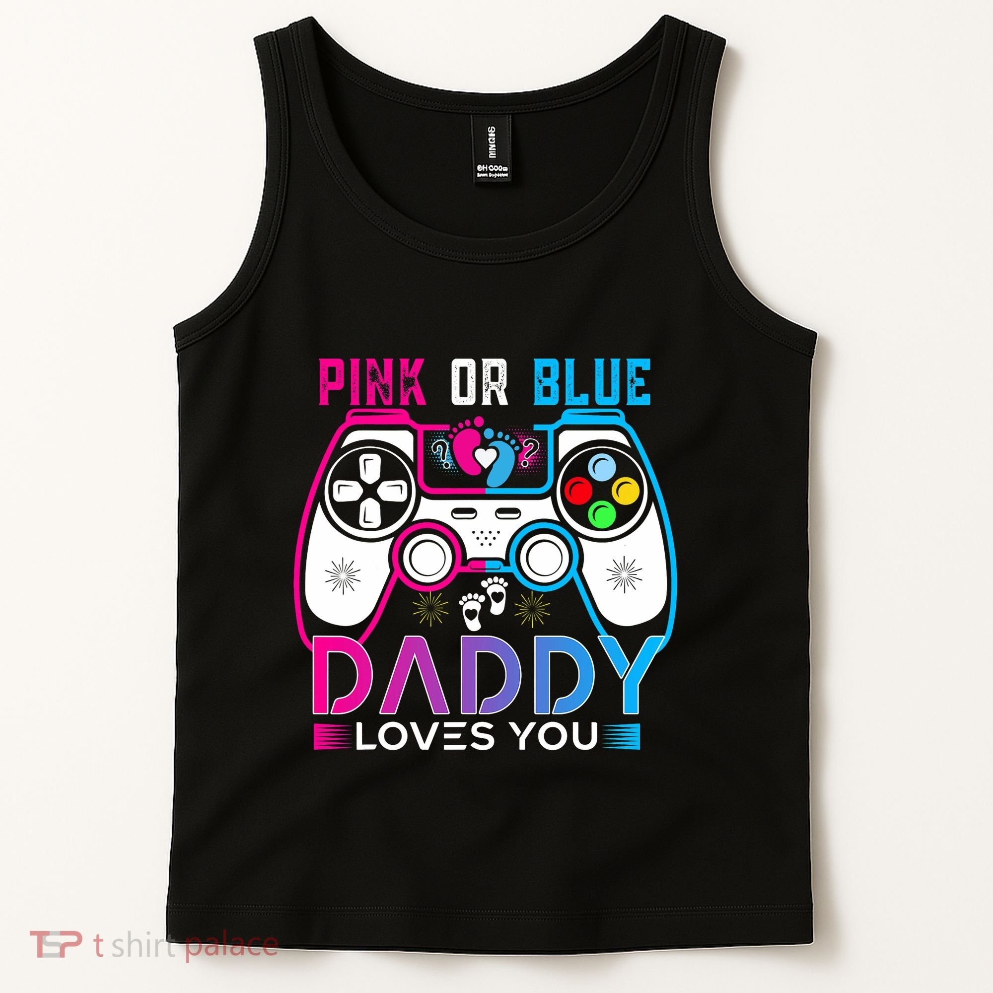 Daddy Loves You Gender Reveal Baby Gaming Dad Tank Top