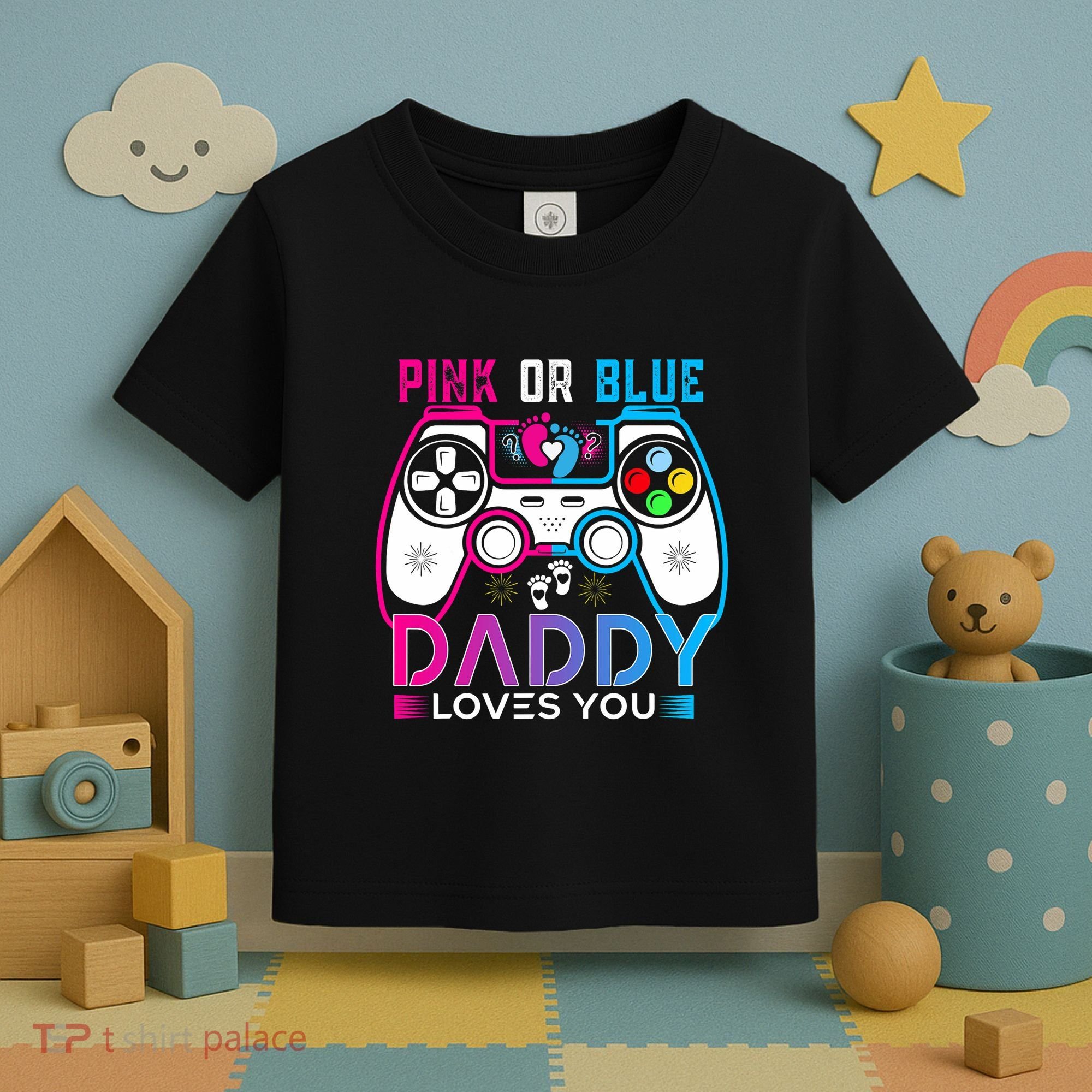 Daddy Loves You Gender Reveal Baby Gaming Dad Toddler T-Shirt