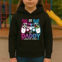 Daddy Loves You Gender Reveal Baby Gaming Dad Kids Hoodie thumb 3