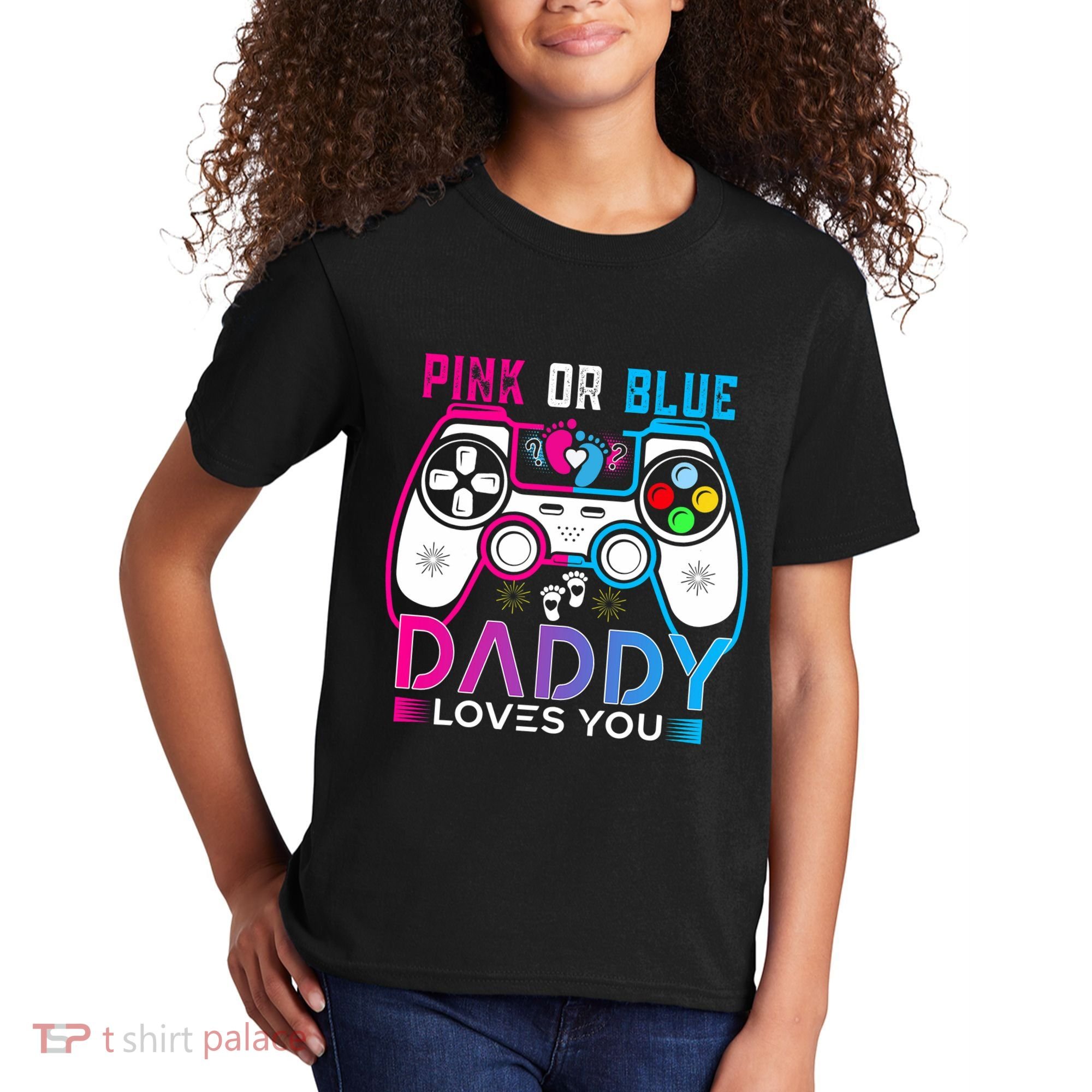 Daddy Loves You Gender Reveal Baby Gaming Dad Kids T-Shirt