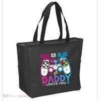 Daddy Loves You Gender Reveal Baby Gaming Dad Tote Bag thumb 2